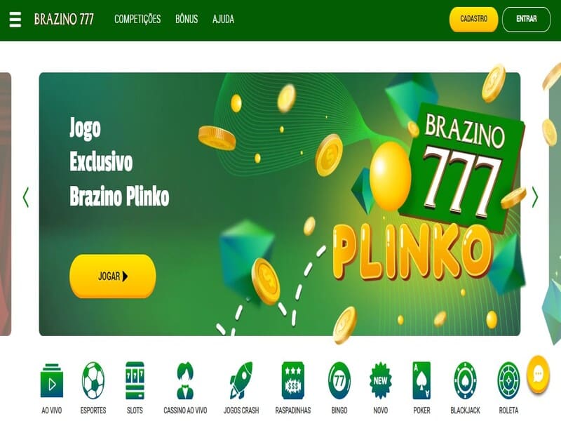 Interface of the official Brazino 777 website