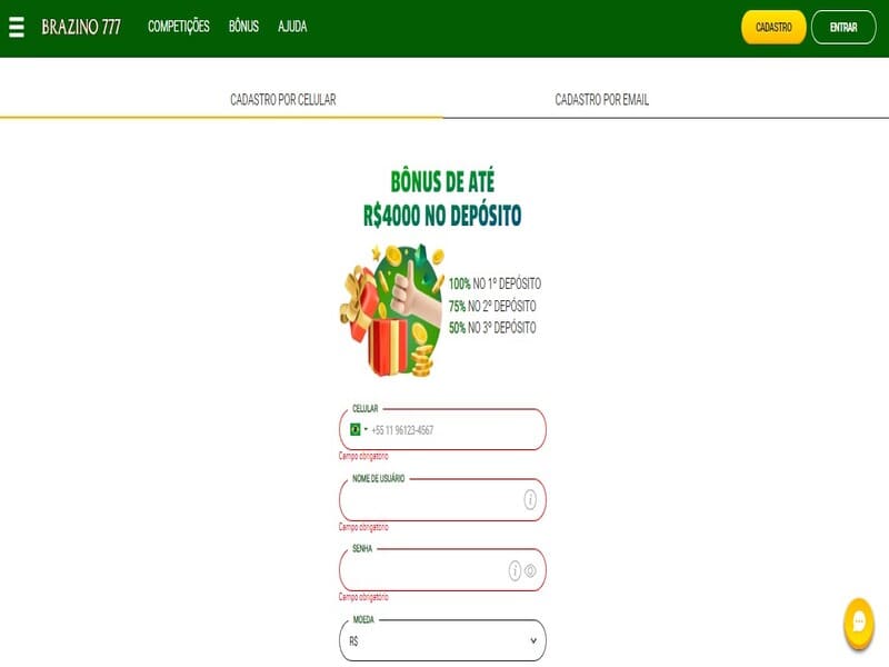 Registering on Brazino